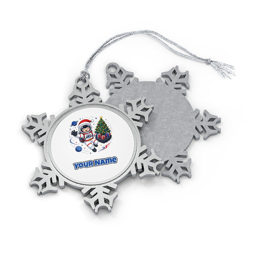 Christmas Astronaut in Space Personalised Pewter Christmas Ornament