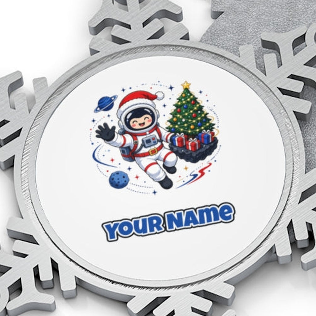 Christmas Astronaut in Space Personalised Pewter Christmas Ornament