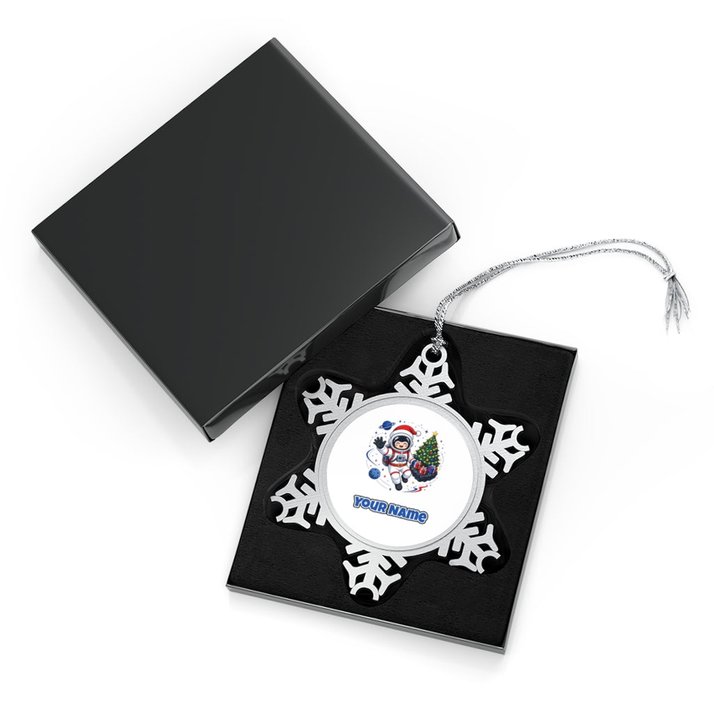 Christmas Astronaut in Space Personalised Pewter Christmas Ornament