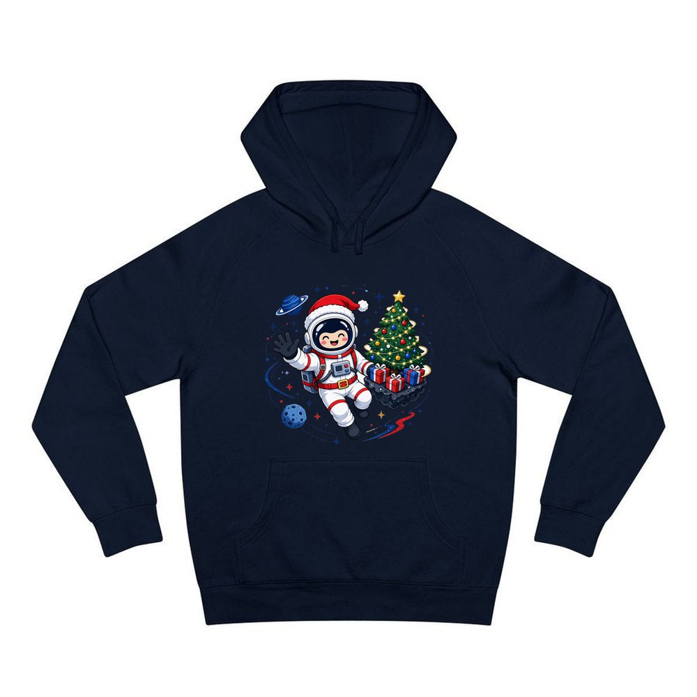 Christmas Astronaut in Space personalised Christmas hoodie in navy