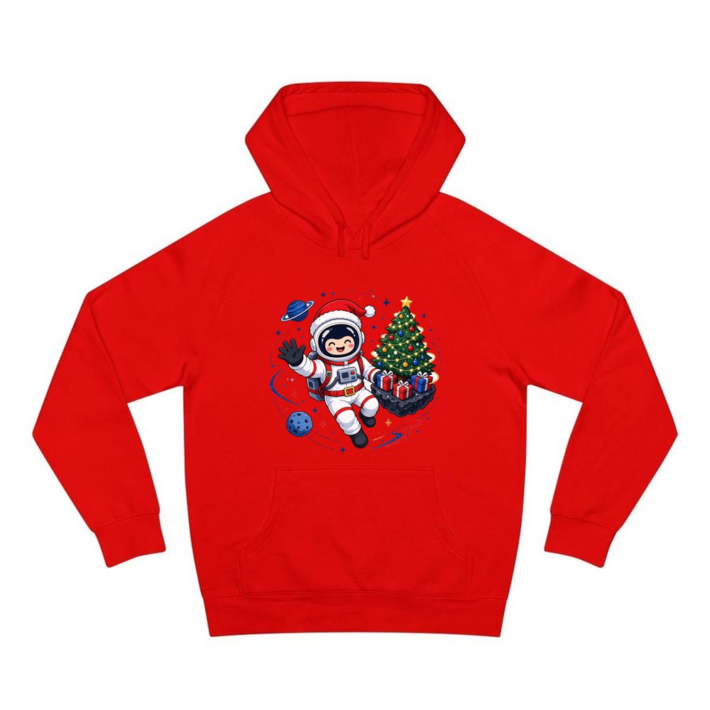 Christmas Astronaut in Space personalised Christmas hoodie in red
