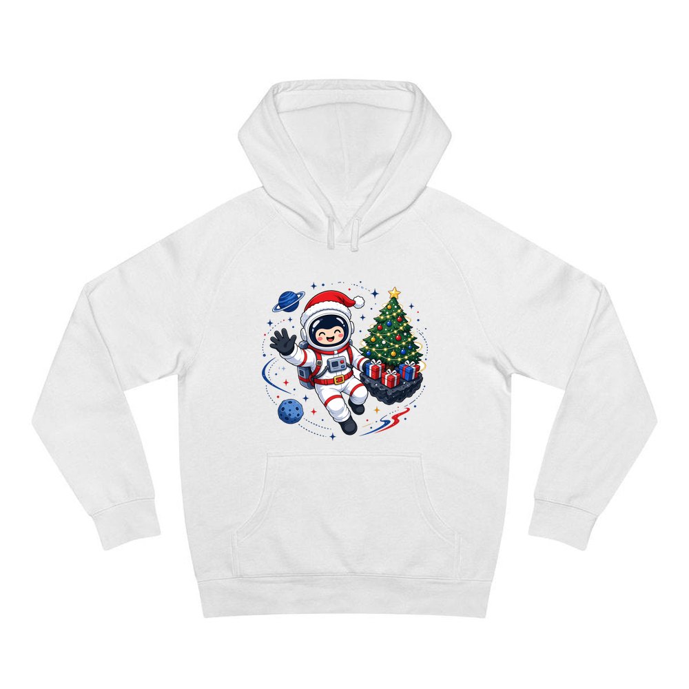 Christmas Astronaut in Space personalised Christmas hoodie in white