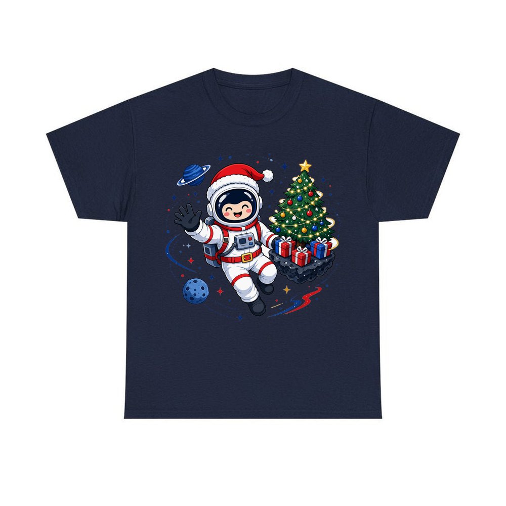 Christmas Astronaut in Space personalised Christmas T-shirt in navy