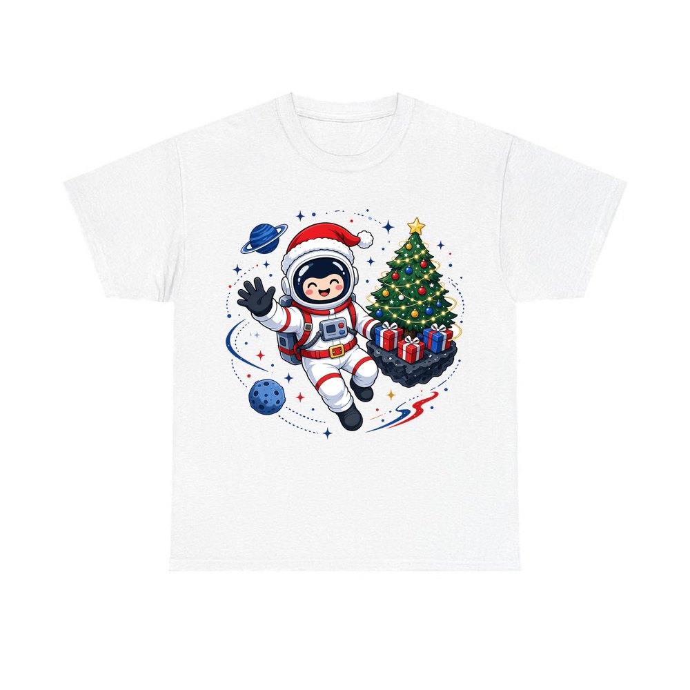 Christmas Astronaut in Space personalised Christmas T-shirt in white