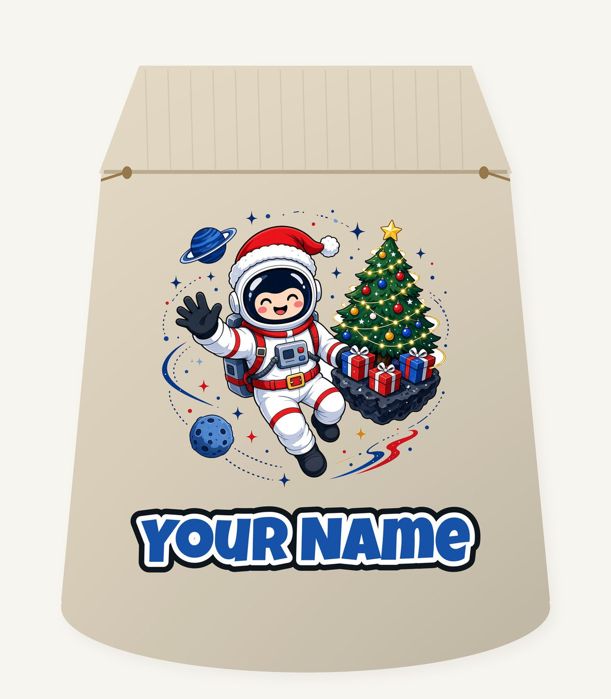 Christmas Astronaut in Space Personalised Santa Sack