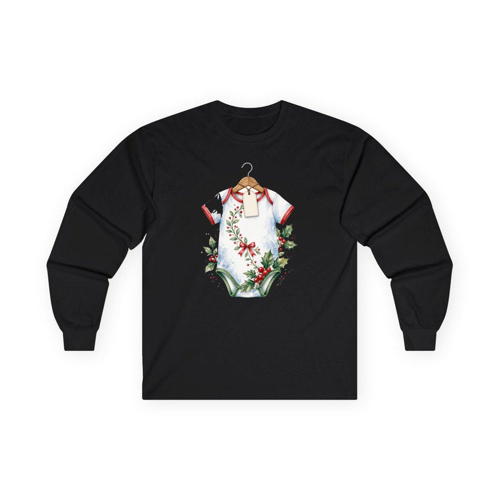 Christmas Baby Bodysuit personalised long sleeve Christmas T-shirt in black
