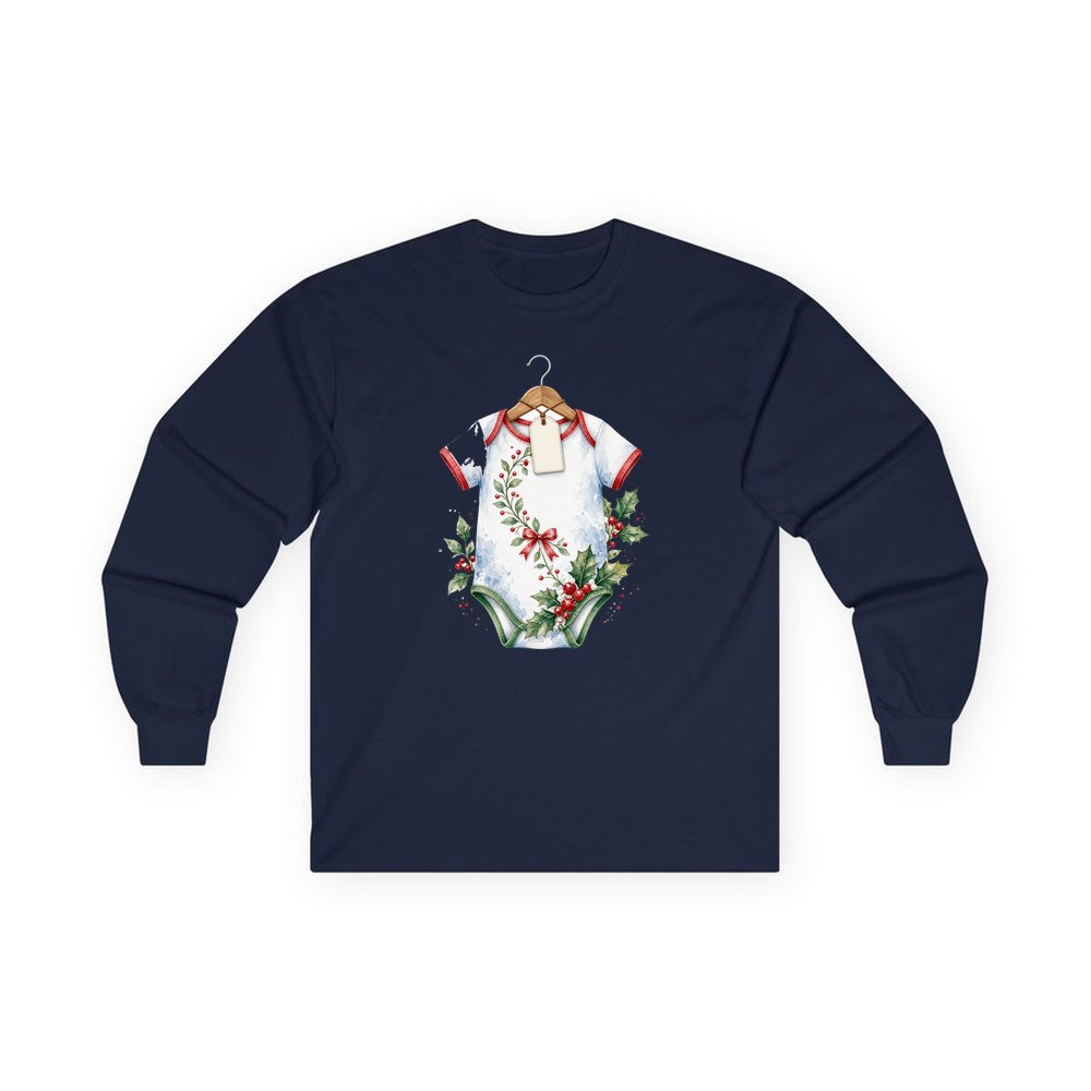 Christmas Baby Bodysuit personalised long sleeve Christmas T-shirt in navy