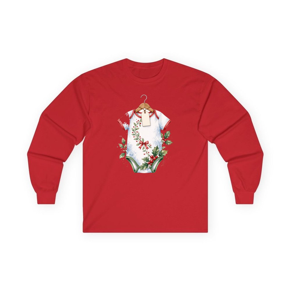 Christmas Baby Bodysuit personalised long sleeve Christmas T-shirt in red