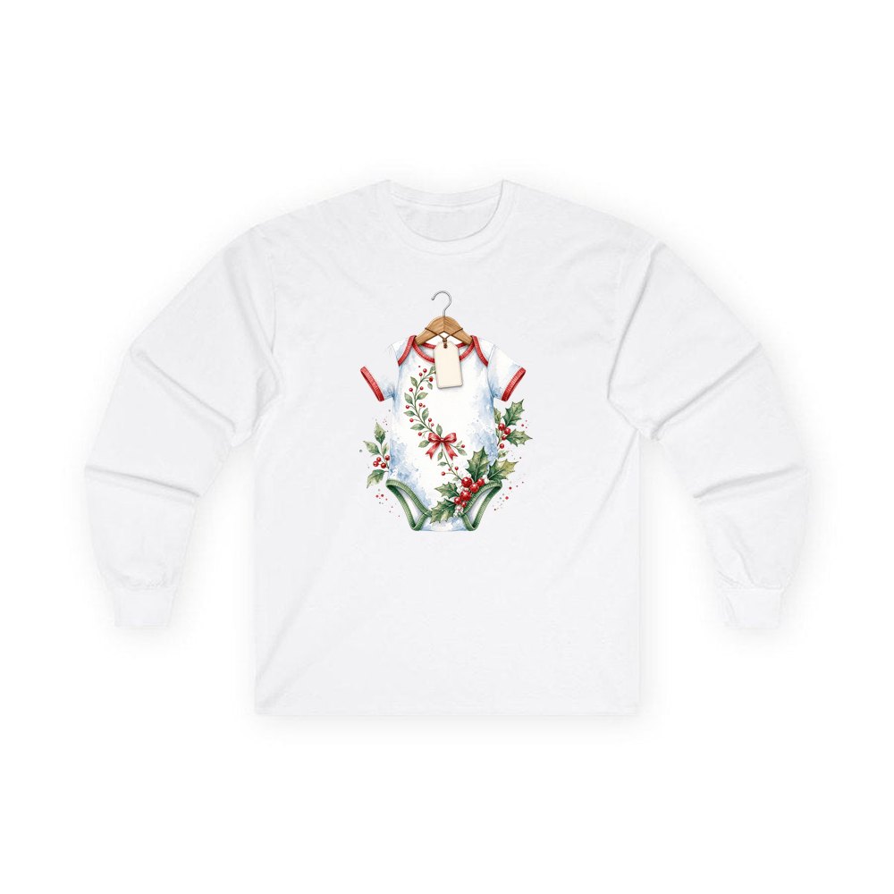 Christmas Baby Bodysuit personalised long sleeve Christmas T-shirt in white