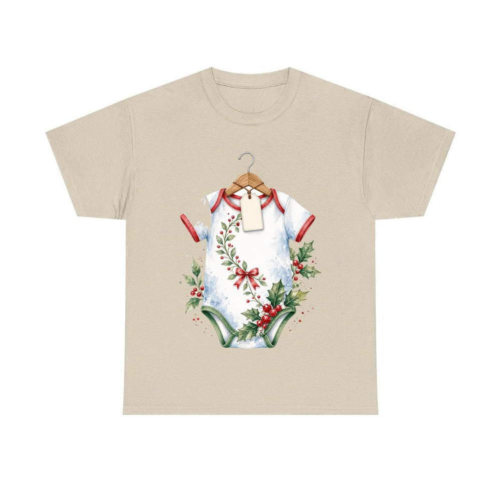 Christmas Baby Bodysuit personalised Christmas T-shirt in sand