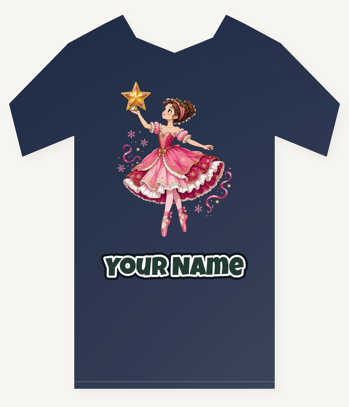 Christmas Ballerina and Star Personalised Kids Tee and Baby Bodysuit