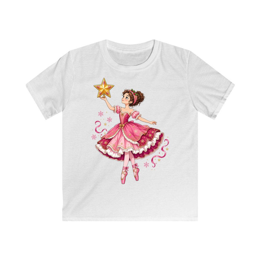 Christmas Ballerina and Star personalised kids Christmas tee in white