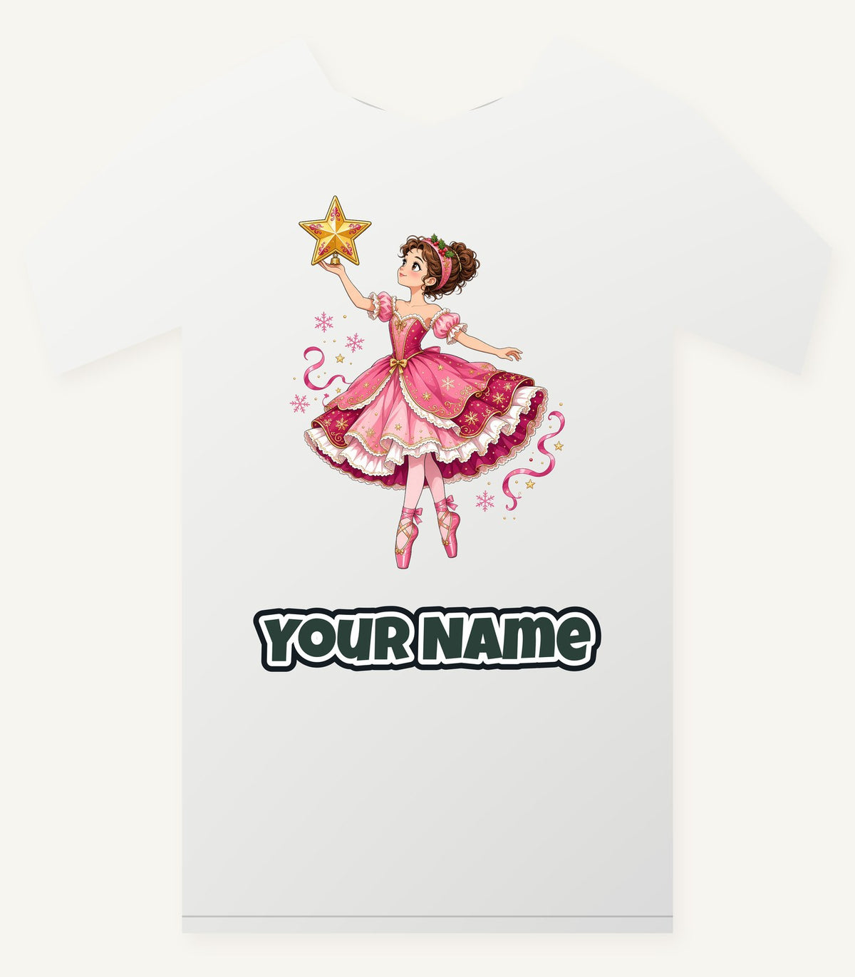 Christmas Ballerina and Star Personalised Christmas T-Shirt and Hoodie