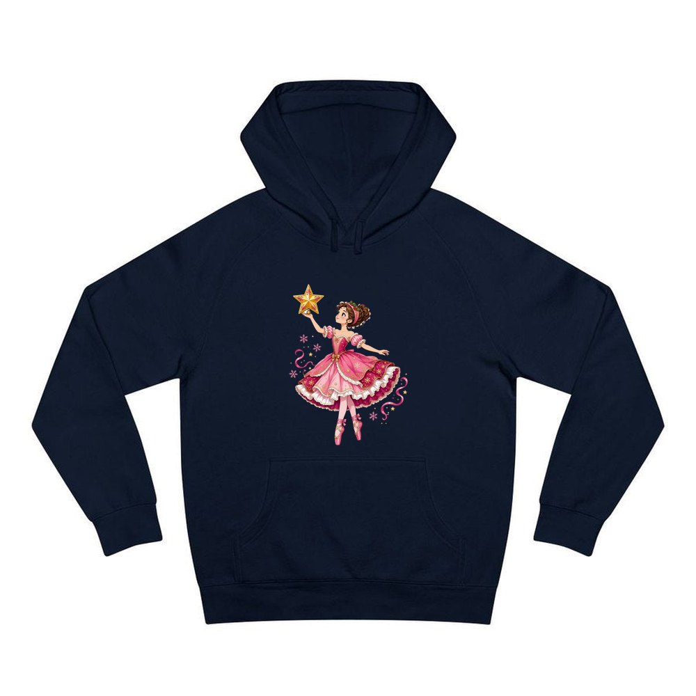 Christmas Ballerina and Star personalised Christmas hoodie in navy