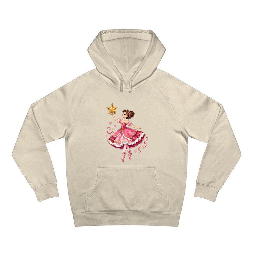 Christmas Ballerina and Star personalised Christmas hoodie in sand