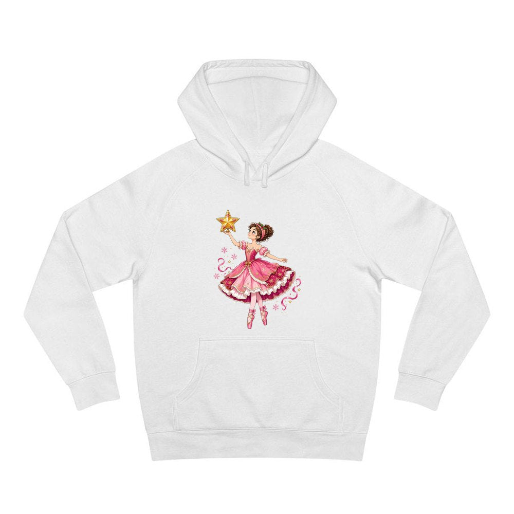 Christmas Ballerina and Star personalised Christmas hoodie in white