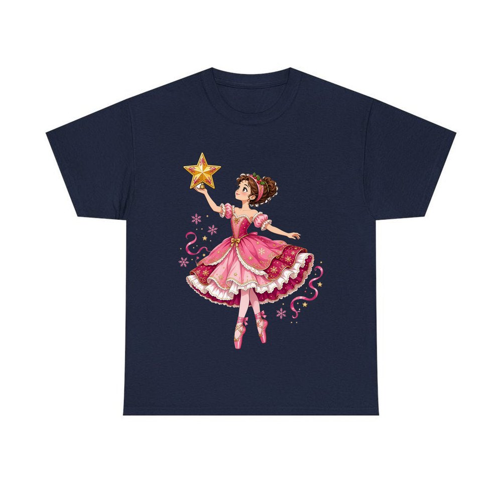 Christmas Ballerina and Star personalised Christmas T-shirt in navy