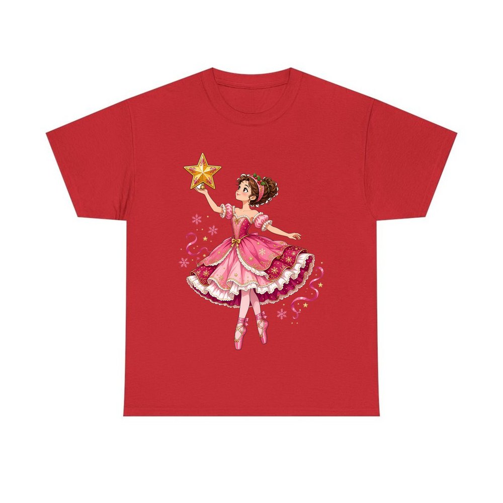 Christmas Ballerina and Star personalised Christmas T-shirt in red