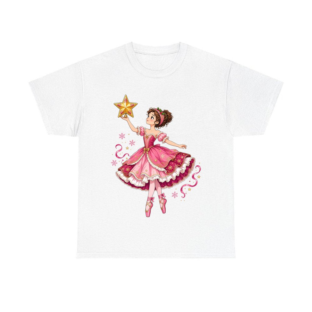 Christmas Ballerina and Star personalised Christmas T-shirt in white