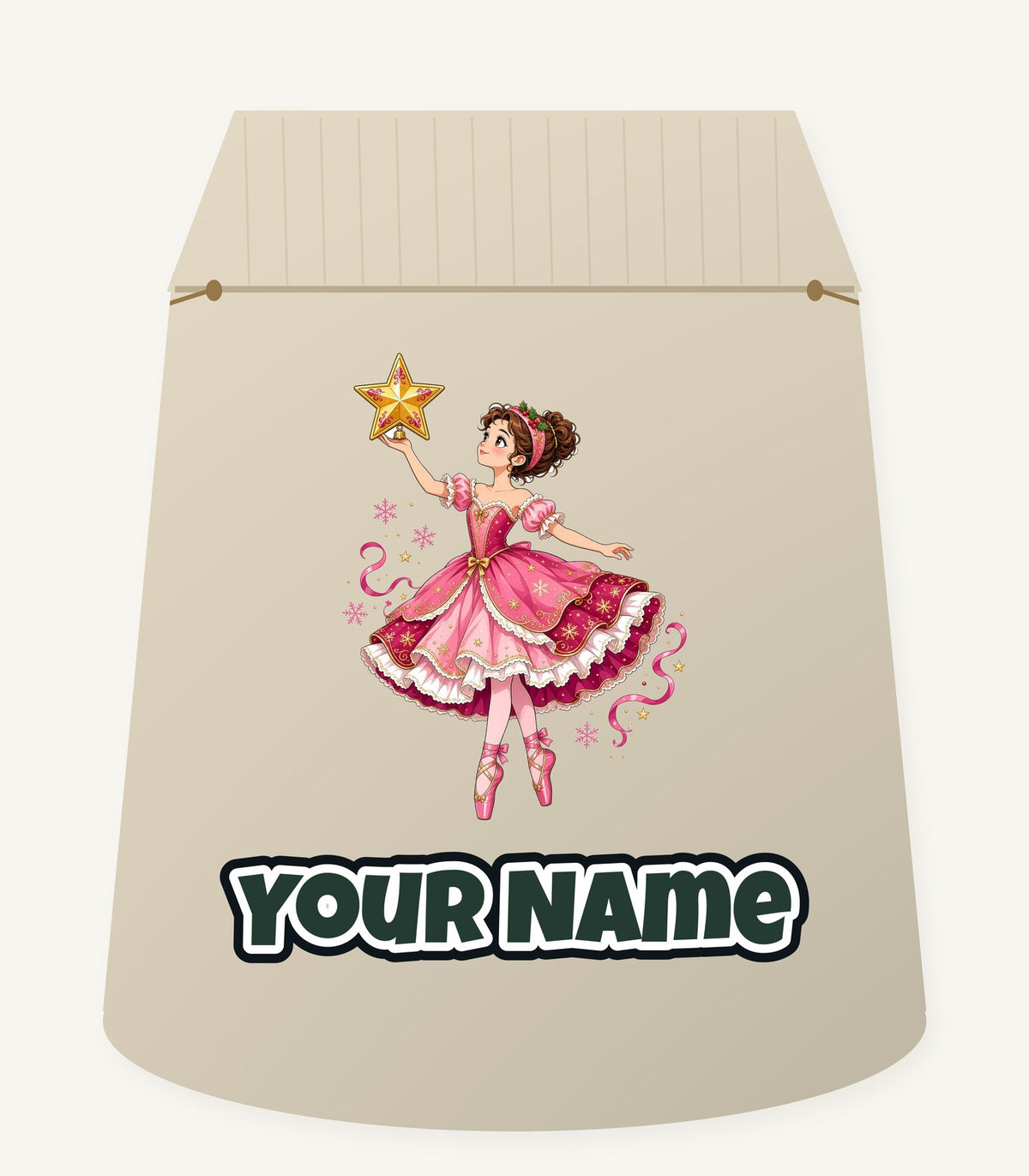 Christmas Ballerina and Star Personalised Santa Sack