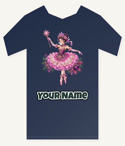 Christmas Ballerina In Pink Personalised Kids Tee and Baby Bodysuit
