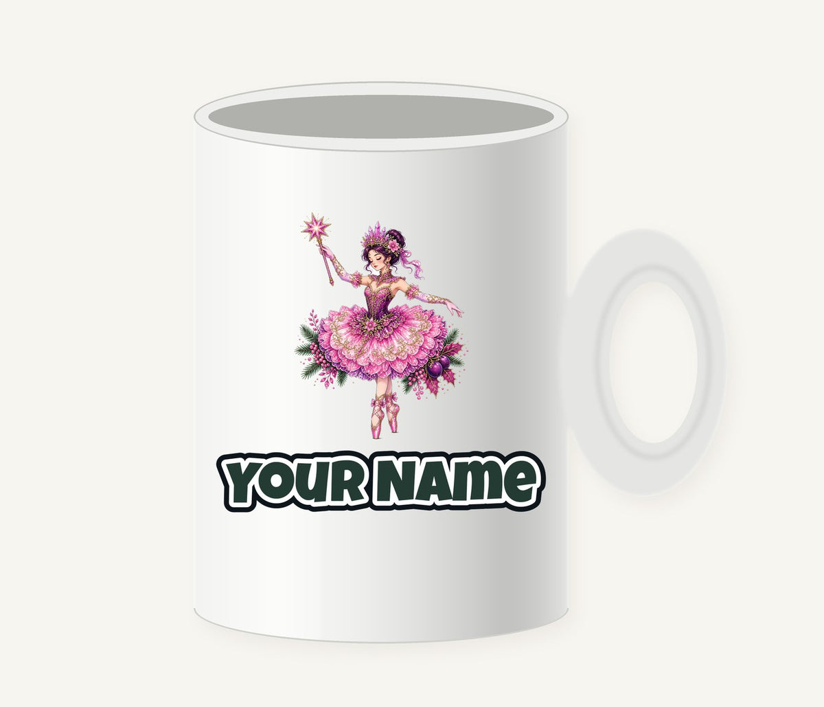 Christmas Ballerina In Pink Personalised Christmas Mug