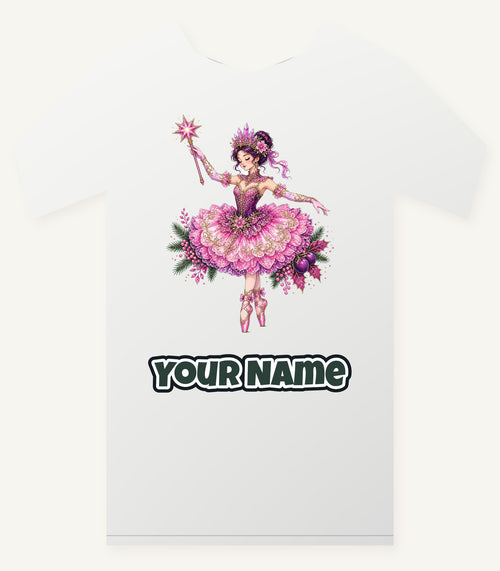 Christmas Ballerina In Pink Personalised Christmas T-Shirt and Hoodie