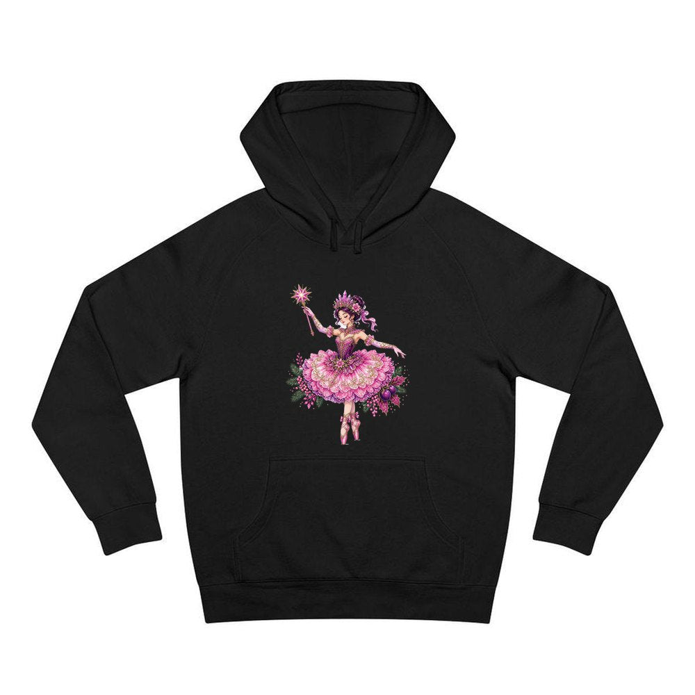 Christmas Ballerina In Pink personalised Christmas hoodie in black