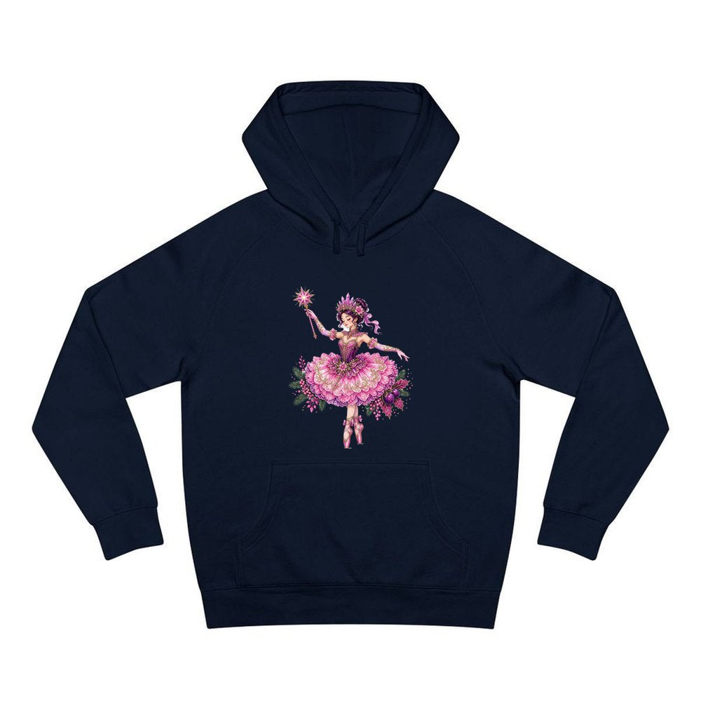 Christmas Ballerina In Pink personalised Christmas hoodie in navy