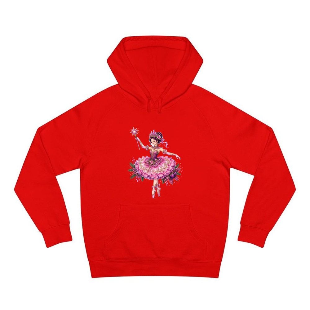 Christmas Ballerina In Pink personalised Christmas hoodie in red