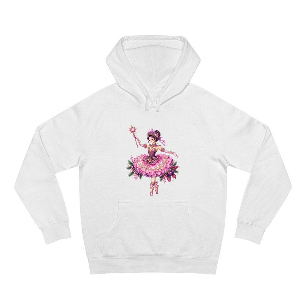 Christmas Ballerina In Pink personalised Christmas hoodie in white