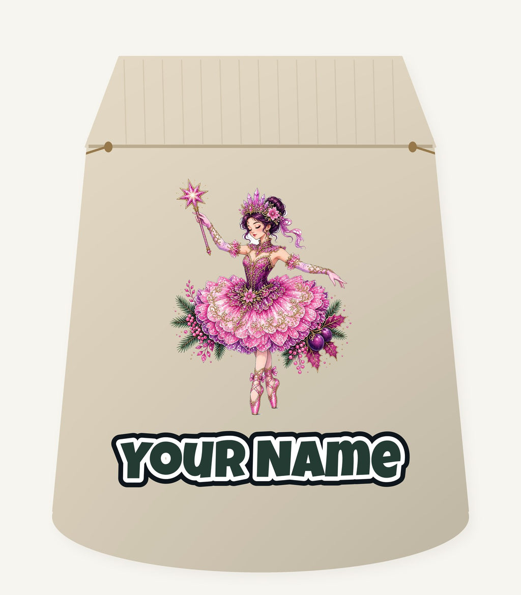Christmas Ballerina In Pink Personalised Santa Sack