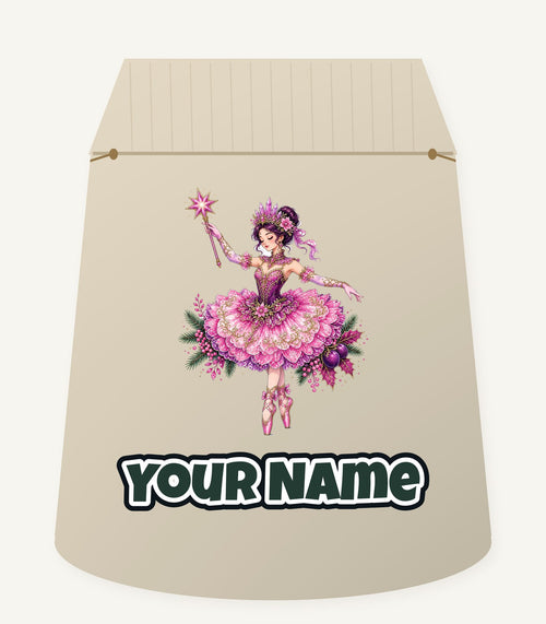 Christmas Ballerina In Pink Personalised Santa Sack