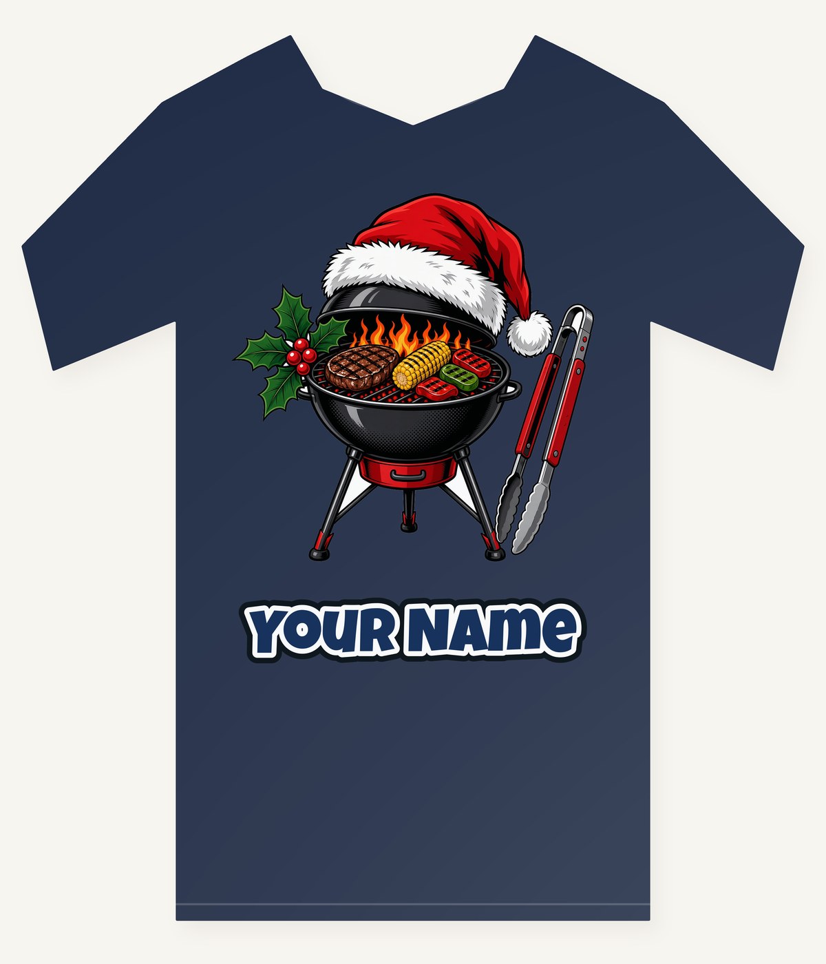 Christmas Barbecue And Tongs Personalised Kids Tee and Baby Bodysuit