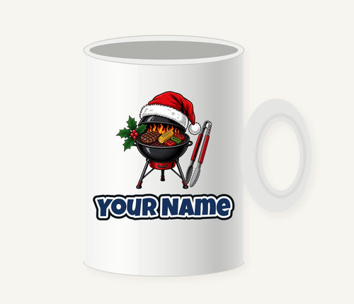Christmas Barbecue And Tongs Personalised Christmas Mug
