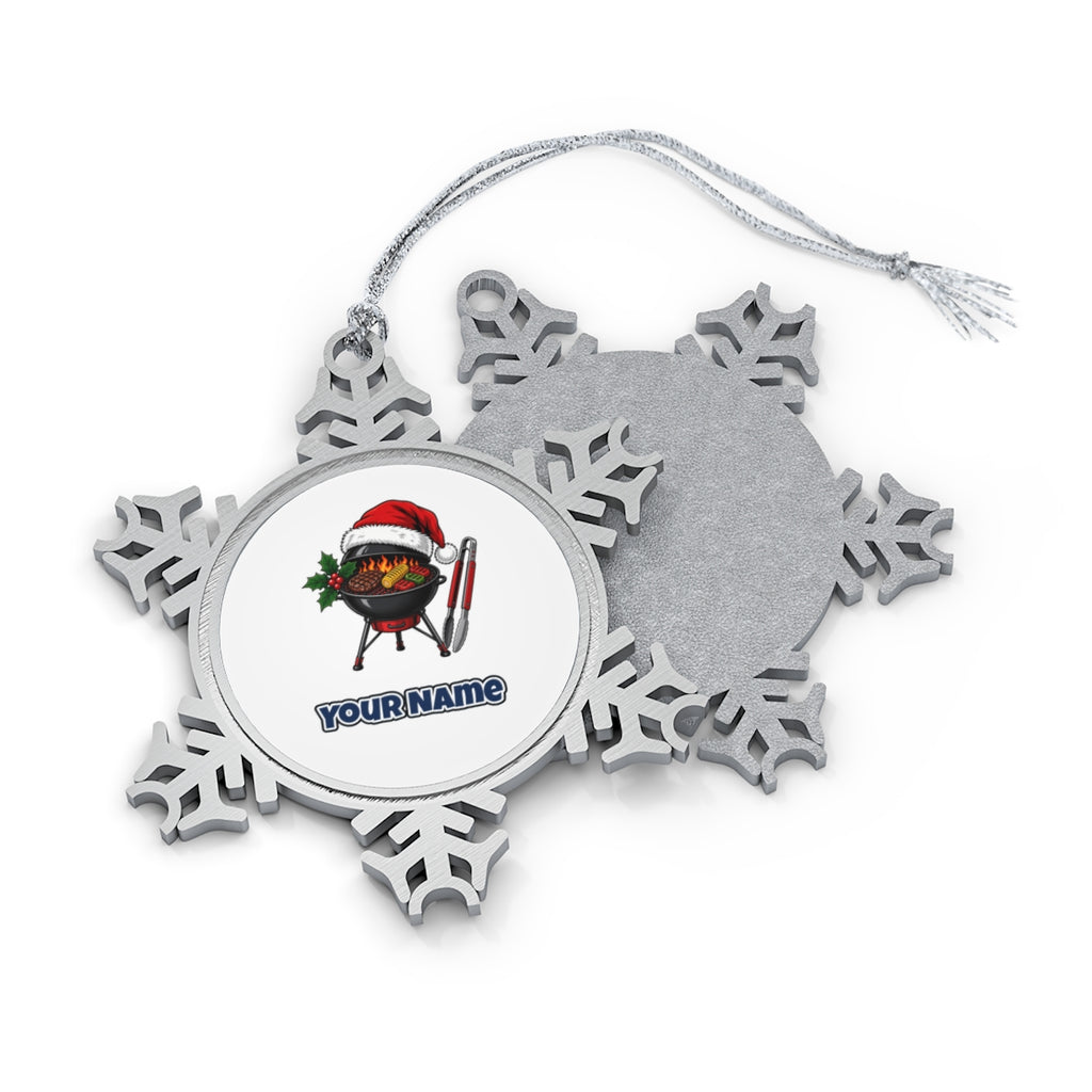 Christmas Barbecue And Tongs Personalised Pewter Christmas Ornament