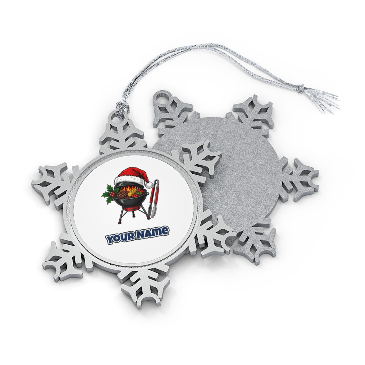 Christmas Barbecue And Tongs Personalised Pewter Christmas Ornament
