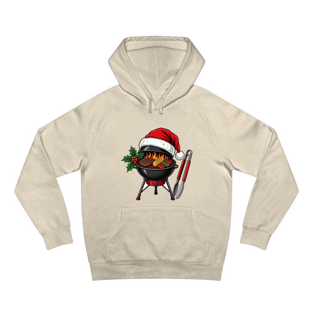 Christmas Barbecue And Tongs personalised Christmas hoodie in sand