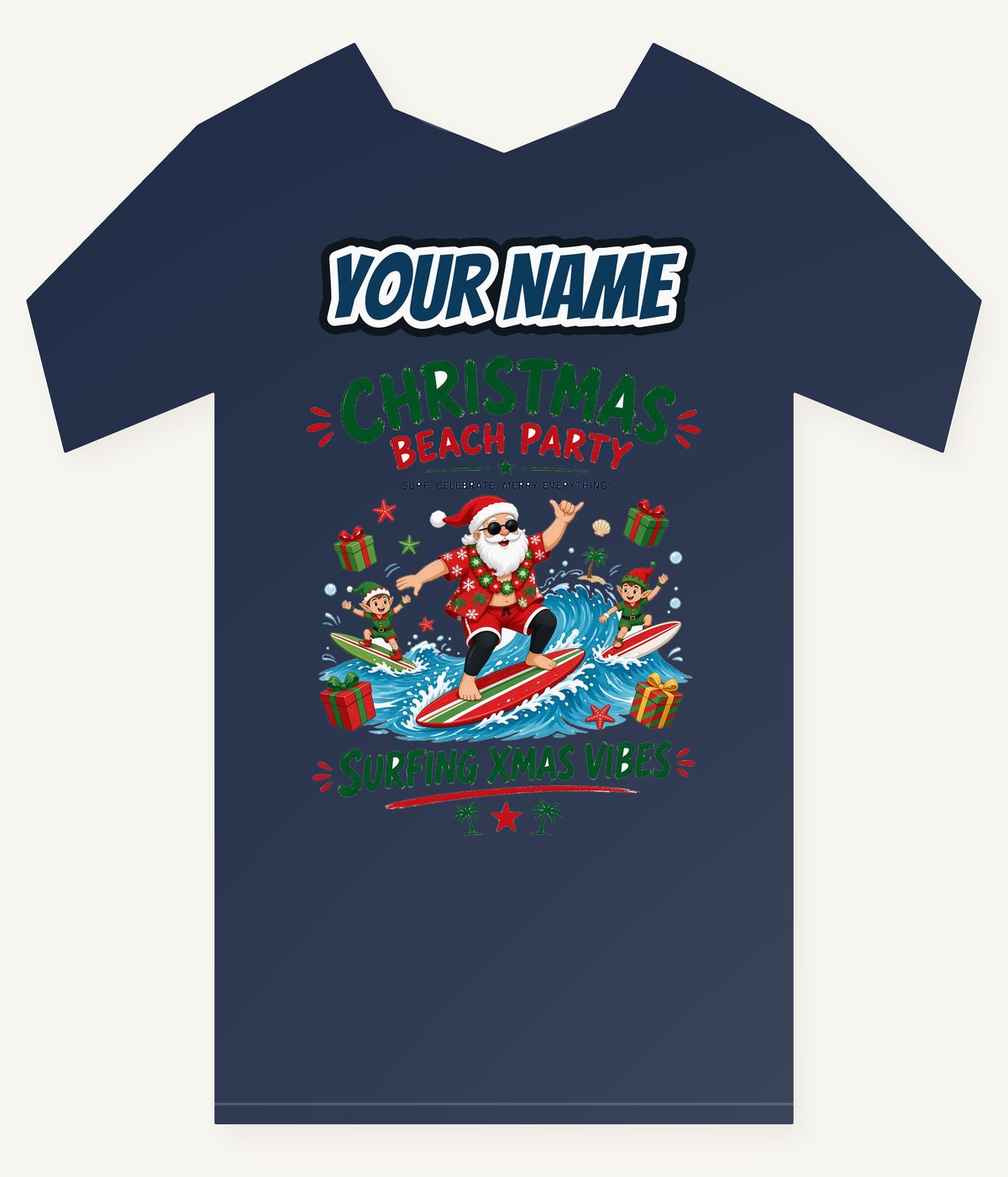 Christmas Beach Party Personalised Kids and Baby Christmas Tee