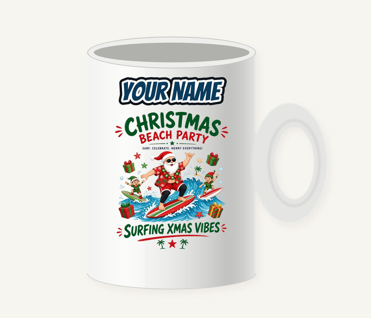Christmas Beach Party Personalised Christmas Mug