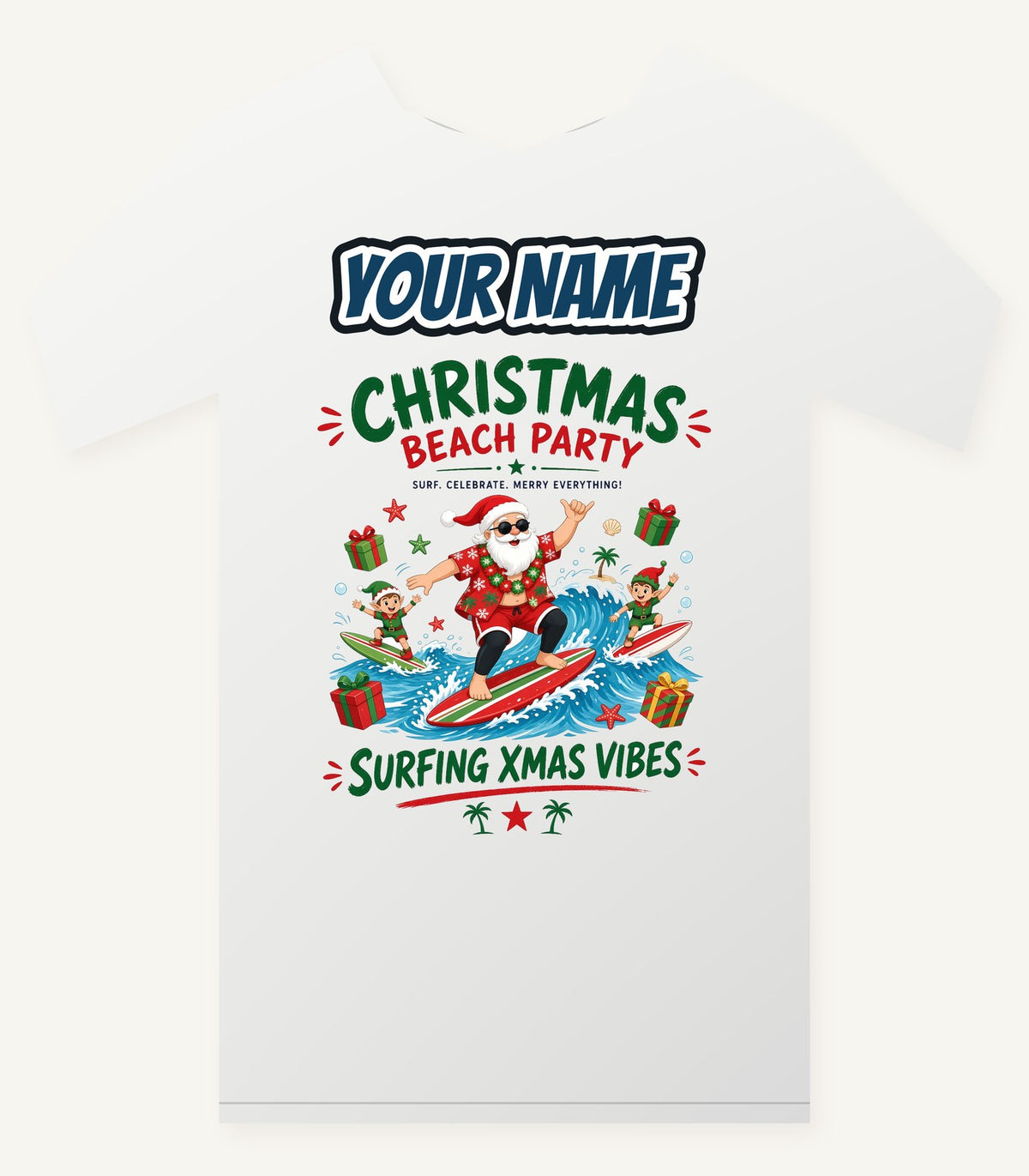 Christmas Beach Party Personalised Christmas T-Shirt and Hoodie