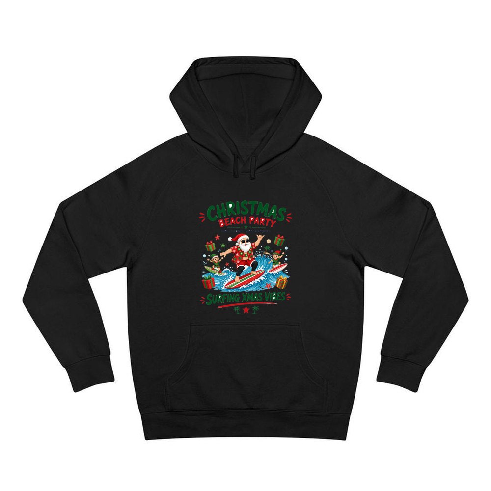 Christmas Beach Party personalised Christmas hoodie in black