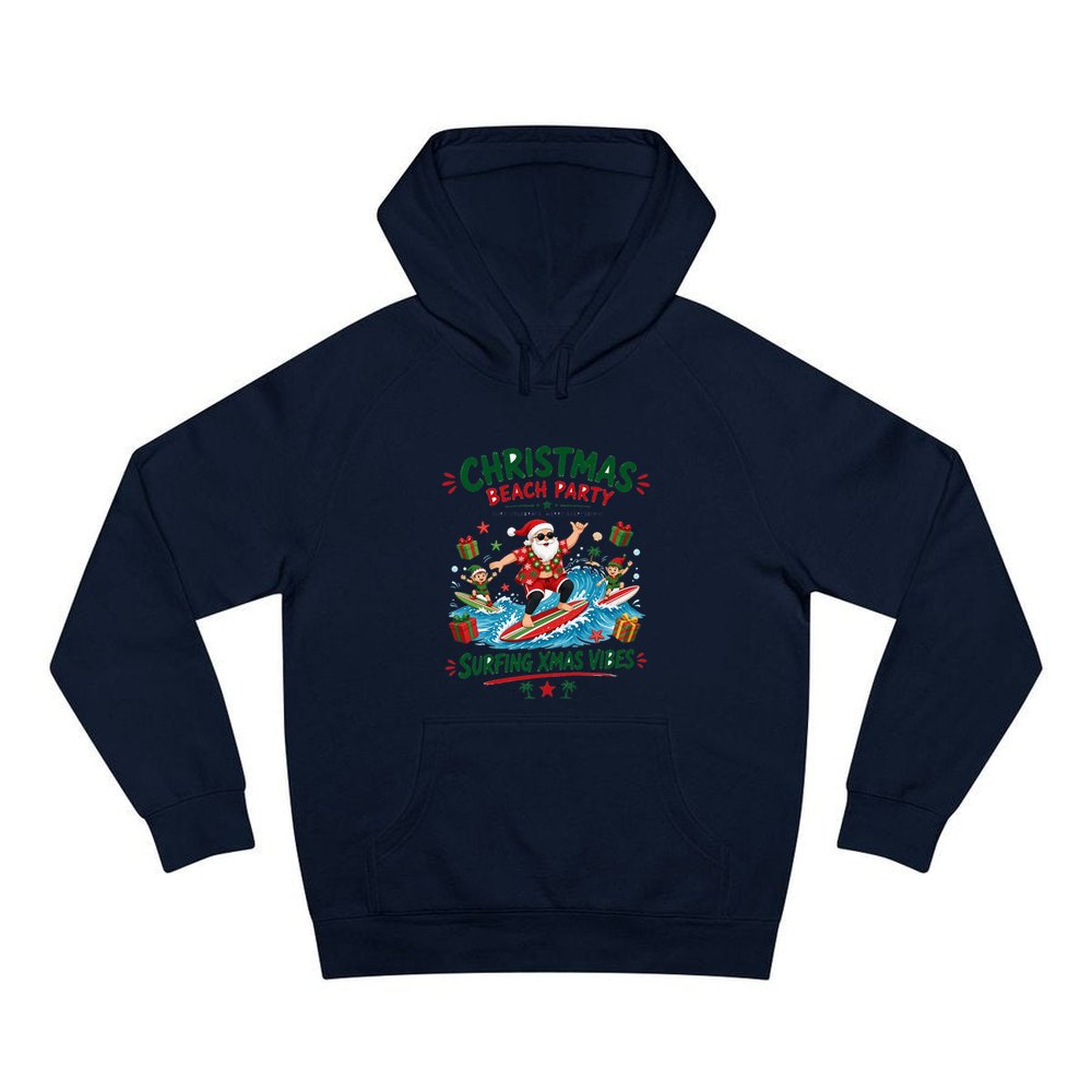 Christmas Beach Party personalised Christmas hoodie in navy