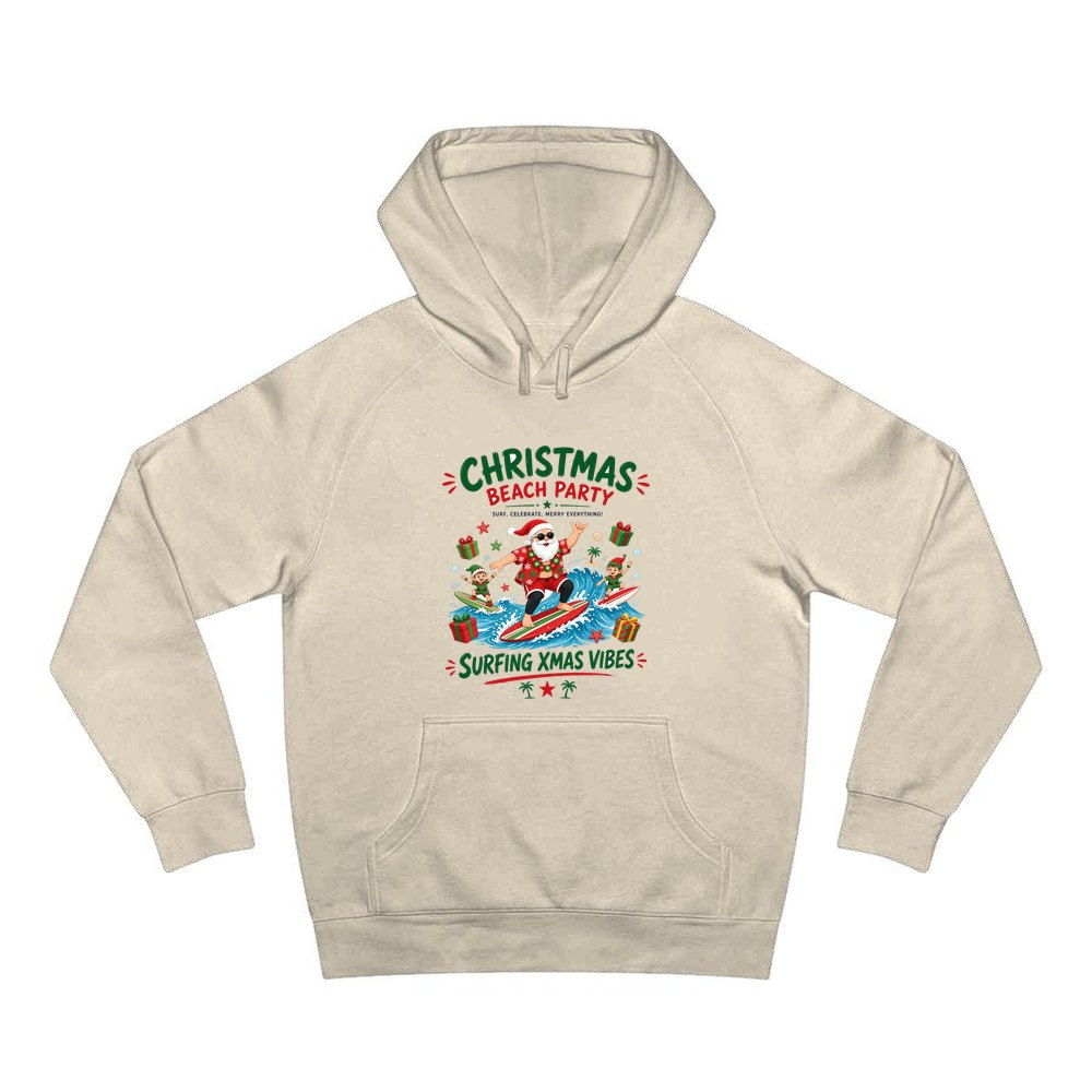 Christmas Beach Party personalised Christmas hoodie in sand
