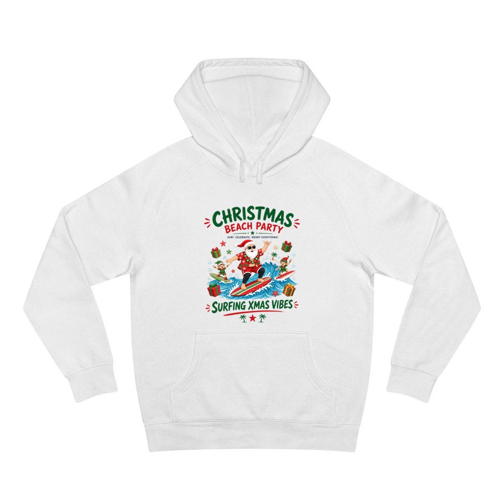 Christmas Beach Party personalised Christmas hoodie in white