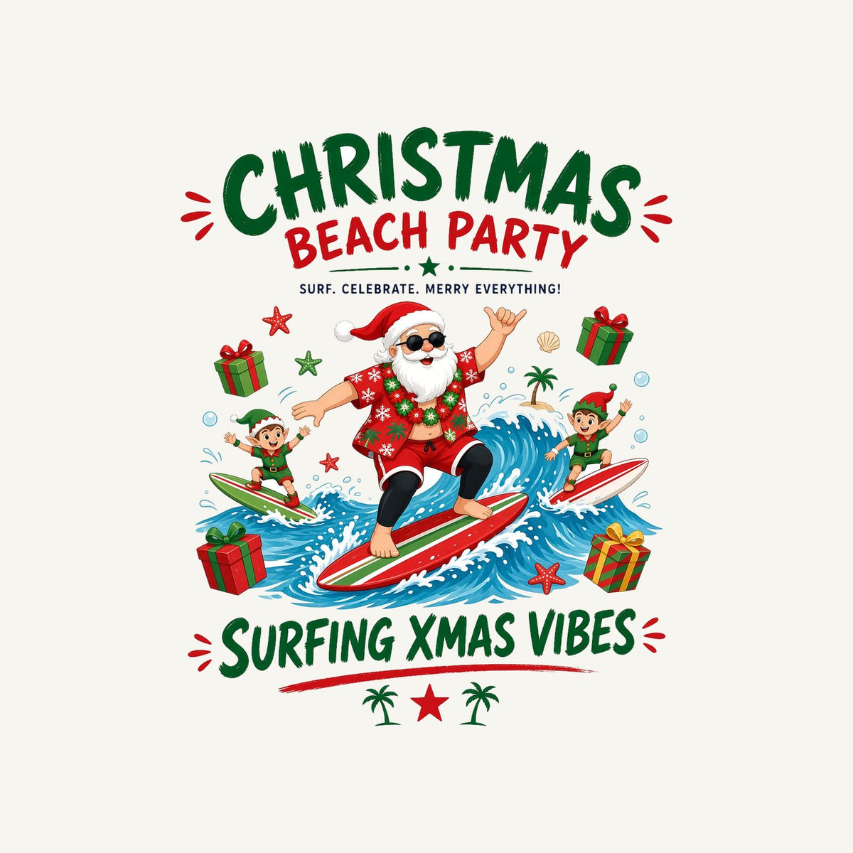 Christmas Beach Party Personalised Santa Sack