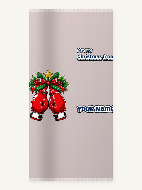 Christmas Boxing Gloves Personalised Beach Towel