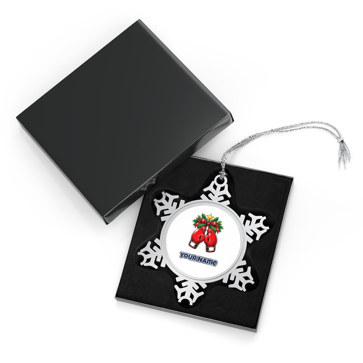 Christmas Boxing Gloves Personalised Pewter Christmas Ornament