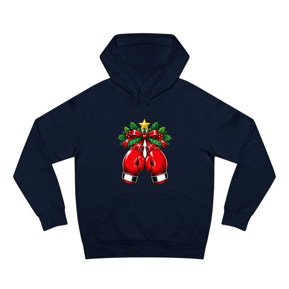 Christmas Boxing Gloves personalised Christmas hoodie in navy