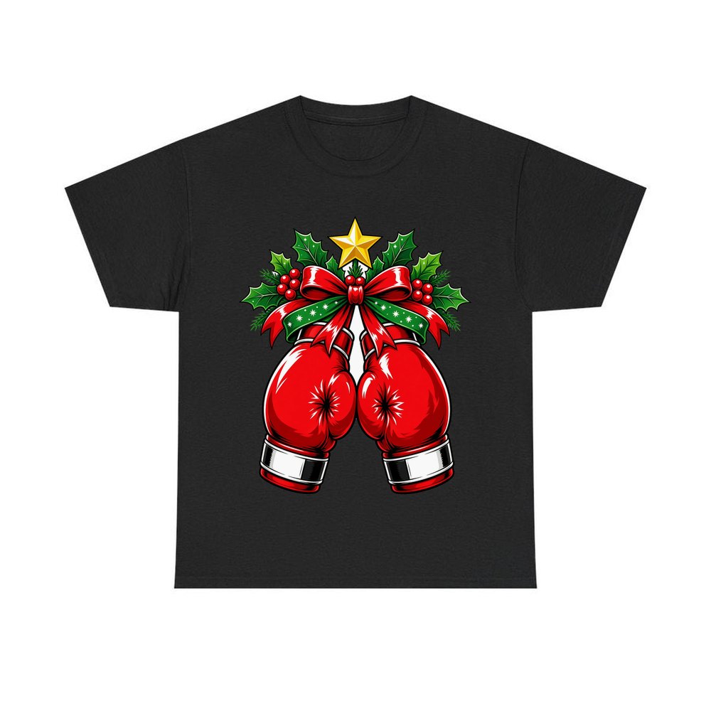Christmas Boxing Gloves personalised Christmas T-shirt in black